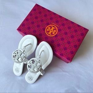 Tory Burch Miller 2 White Flat Leather Sandals